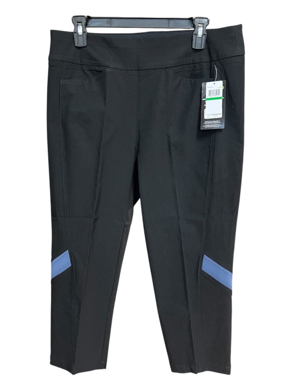 🆕 NWT PGA TOUR Golf Capri Pull-On Leggings Black Blue | Size Large